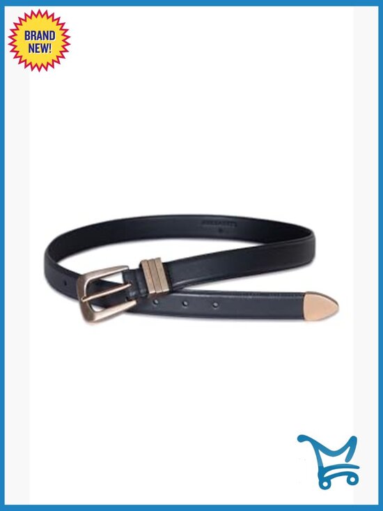 Leather Belt with Western Buckle & Triple Metal Keepers
